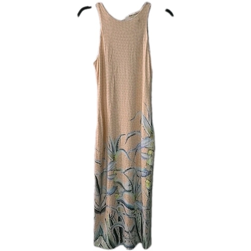 Mara Hoffman Swim Dress Soft Modal Sz S Maxi pink Pastel Succulents Aloe Print - Picture 2 of 7